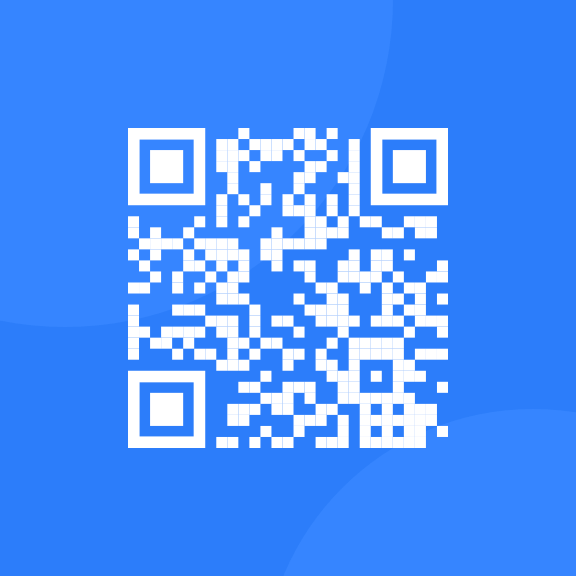 um qr-code branco em fundo azul.